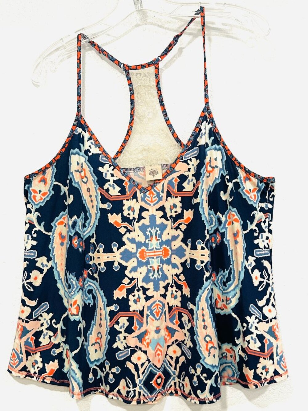 In Bloom Racerback Top Adjustable Spaghetti Straps V-Neck MultiColor Womens Med